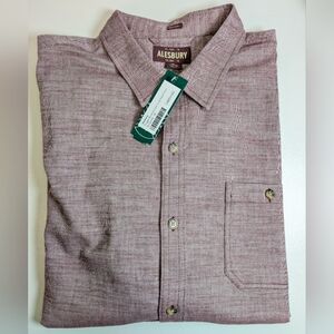ALESBURY Rugged Brushed Cabin Long Sleeve 100% Cotton Shirt Burgandy Size XL NWT